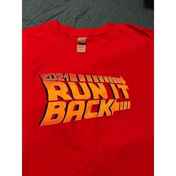 Gildan Mens Size Large Chiefs 2021 Run It Back Superbowl T-Shirt Fireball Unisex - Picture 3 of 5